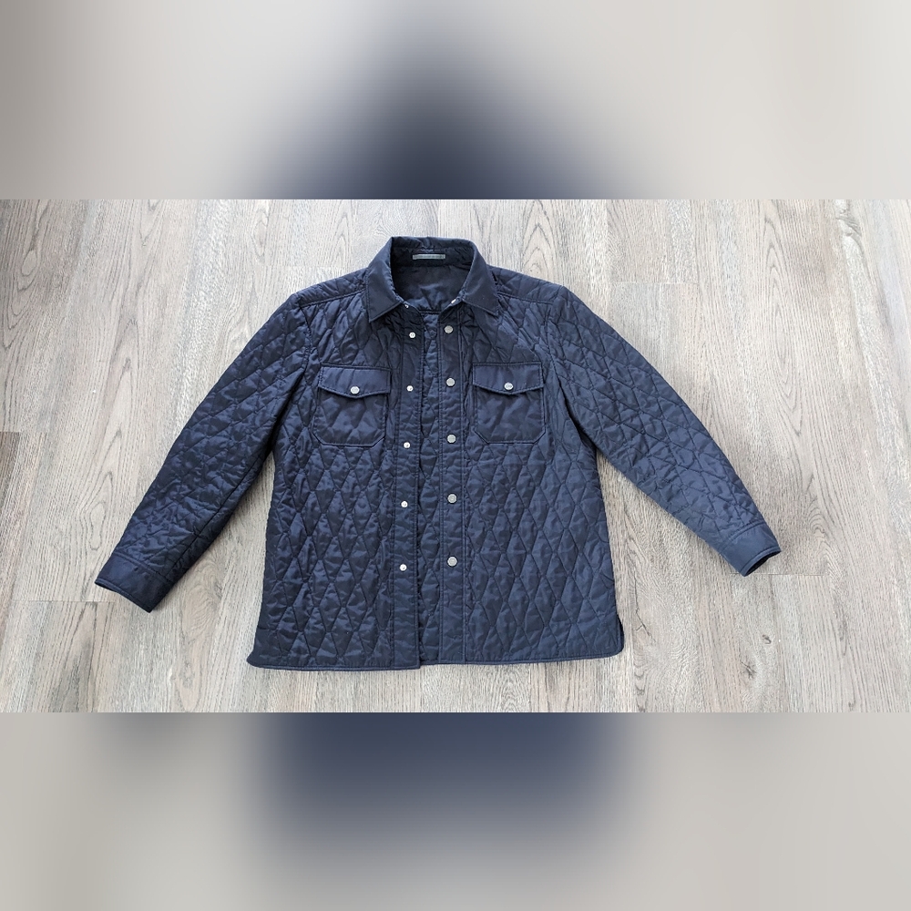 J. Hilburn Navy Tech Quilted Shirt Jacket Mens M to L